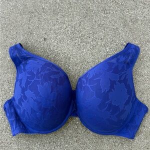 Lane Bryant Cacique Boost Plunge Bra in a blue floral pattern 48DD